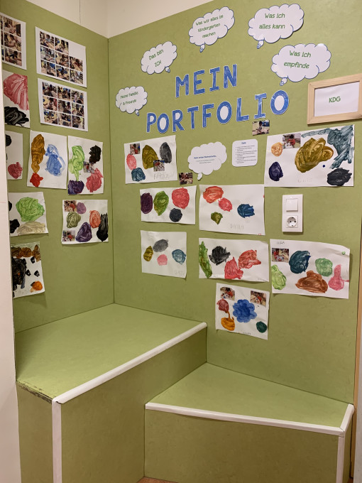 Wand gestaltet mit Bildern fürs Portfolio